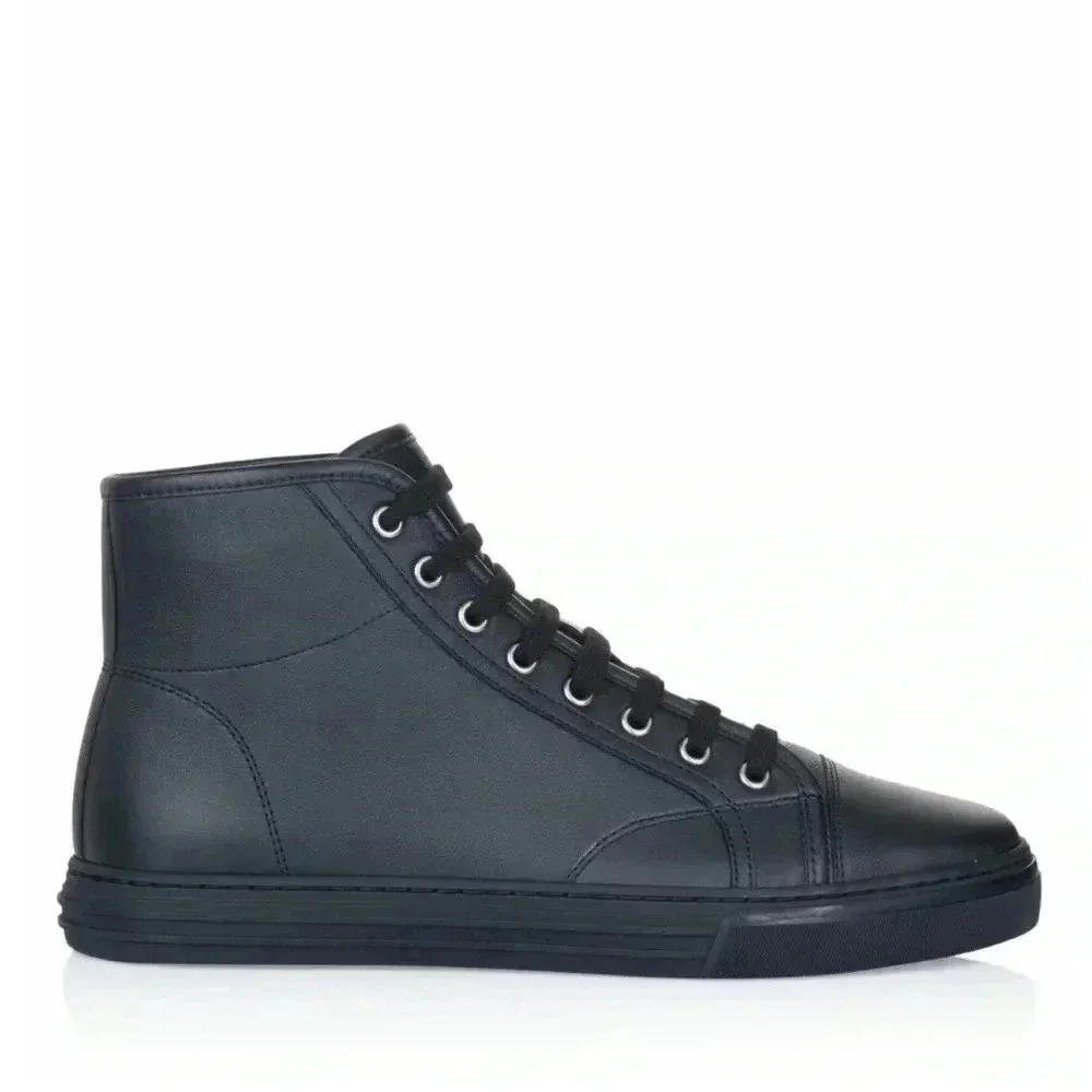 Gucci California Micro Black Leather High Top Size G6, US 6.5/7